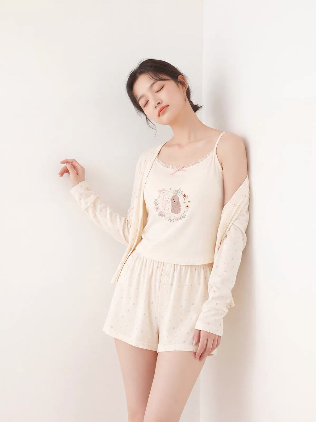Cute 3-Piece Floral Sleepwear
