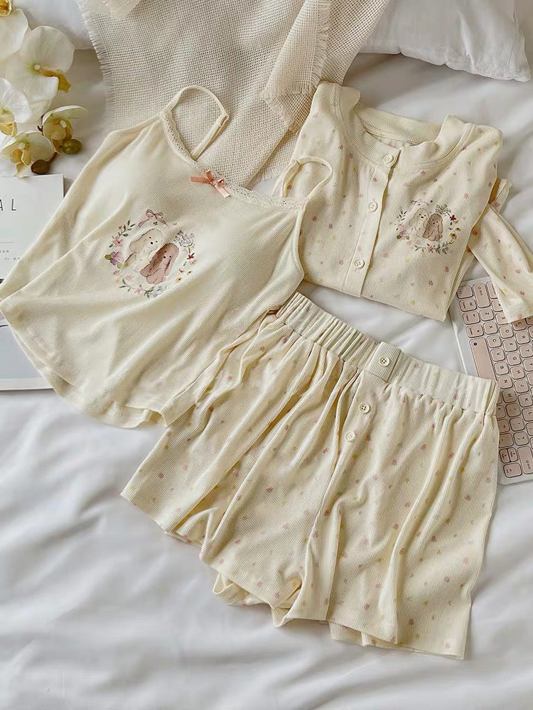 Cute 3-Piece Floral Sleepwear