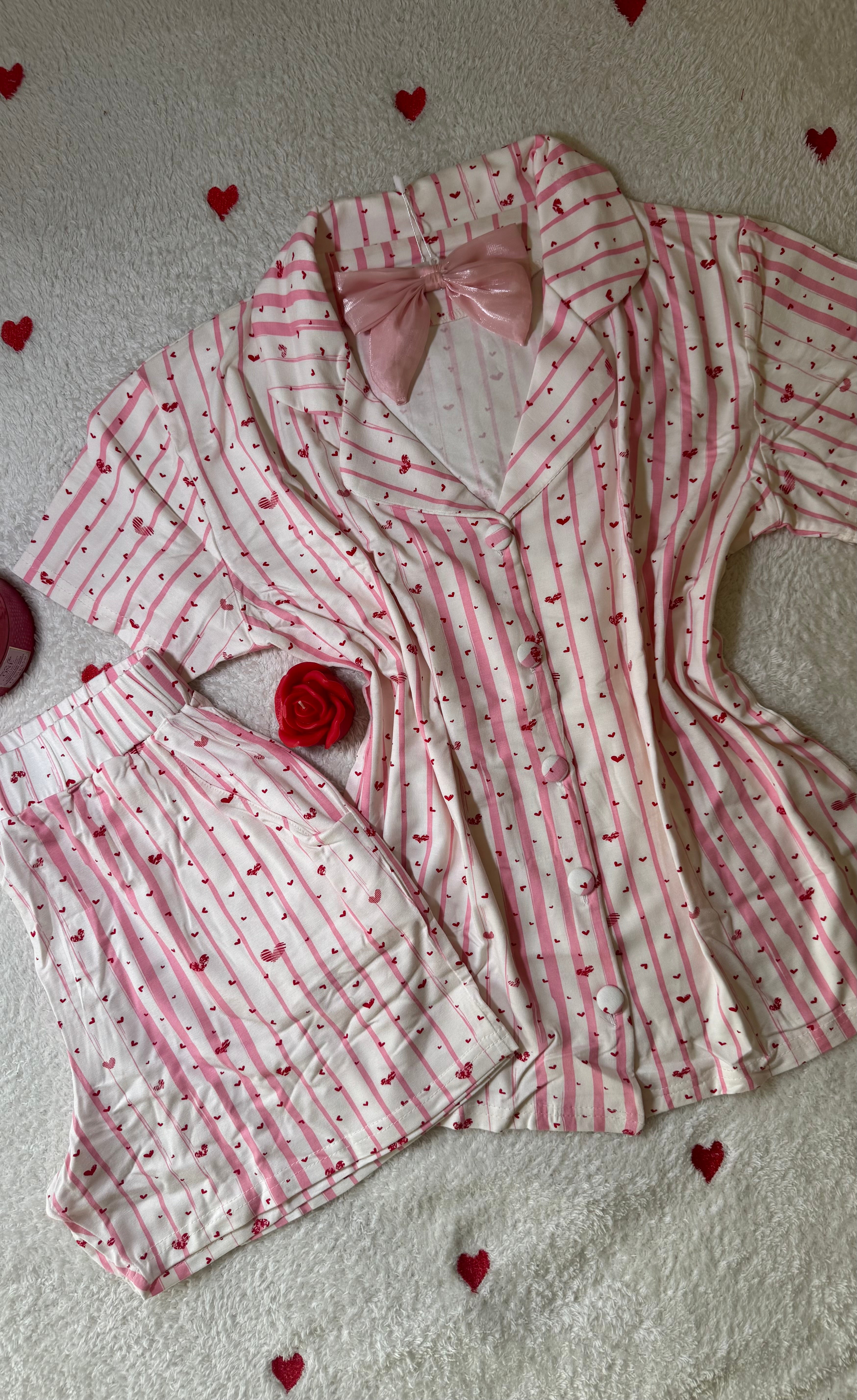 Sweet Love Heart-Print Cotton pajama