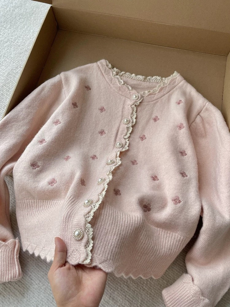 Floral Embroidered Knit Cardigan 🇰🇷