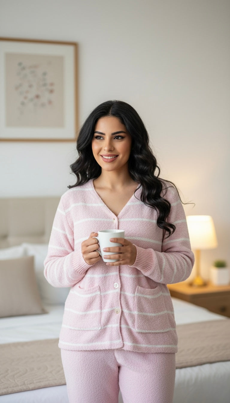 Winter Nursing Pajama Set – Soft Plush Maternity Sleepwear with Breastfeeding Access 🇨🇳