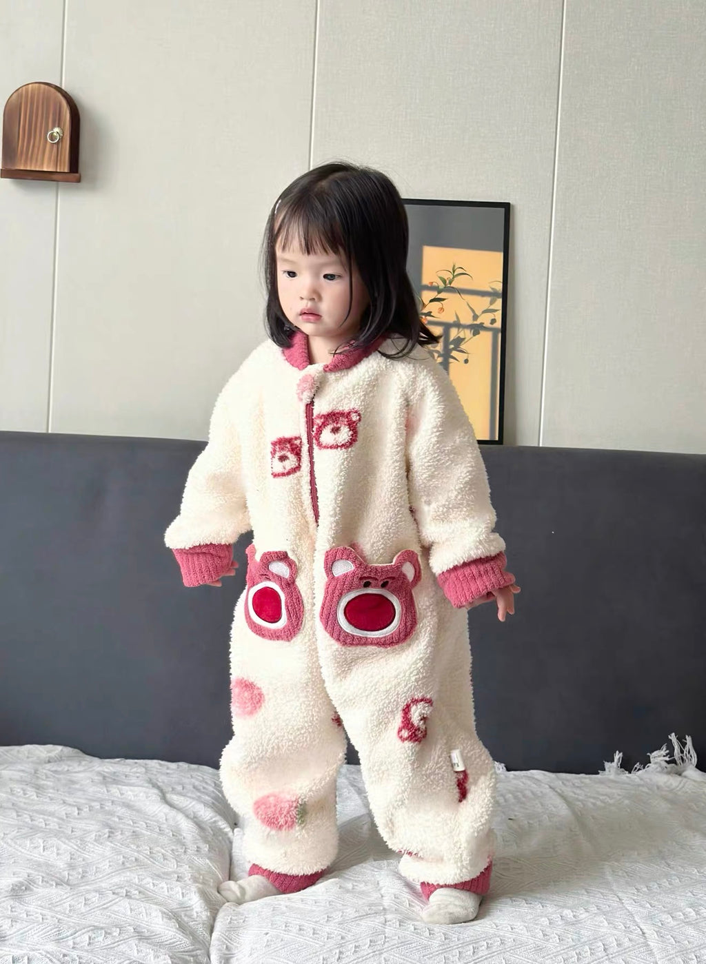 Toddler Fuzzy Bear Fleece Jumpsuit