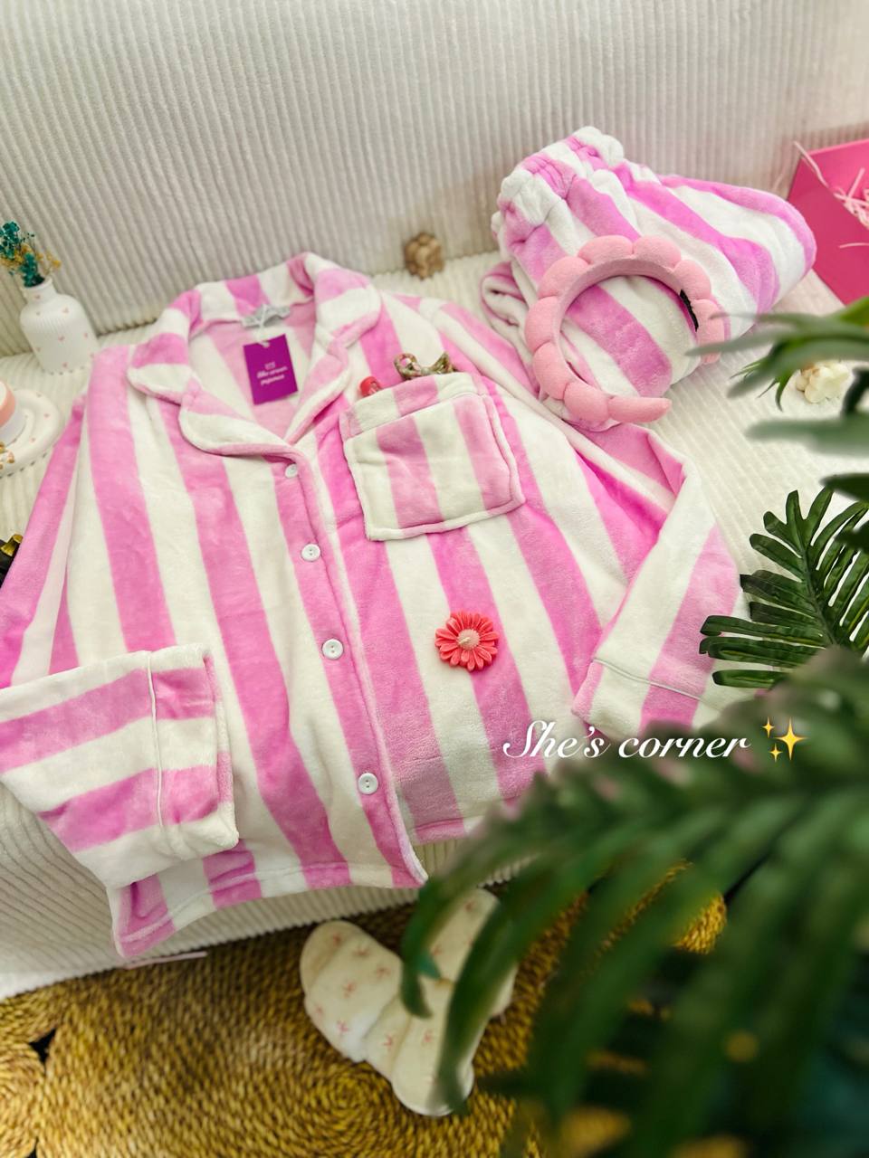 Candy Stripe Plush Pajama