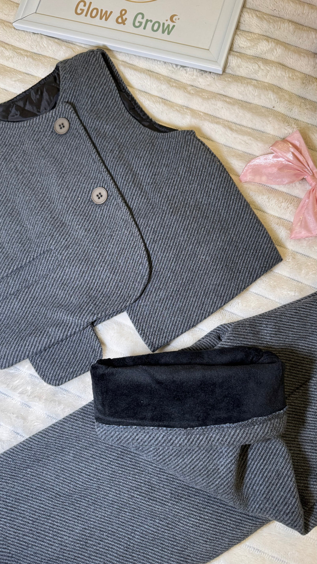 Premium Winter Grey Wool-Style Set: Vest and Wide-Leg Pants