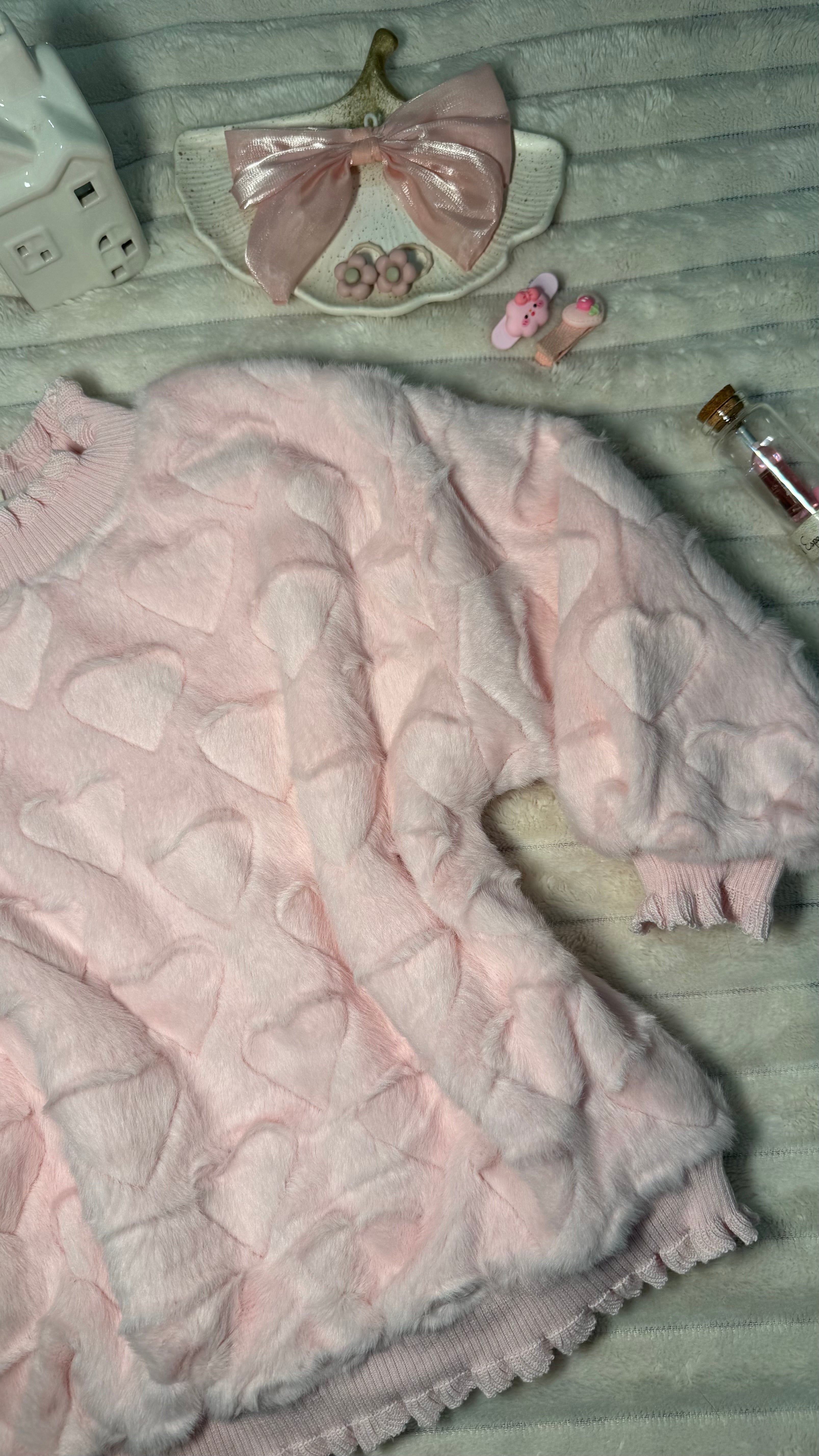 Light Pink Heart-Textured 💓 Sweater