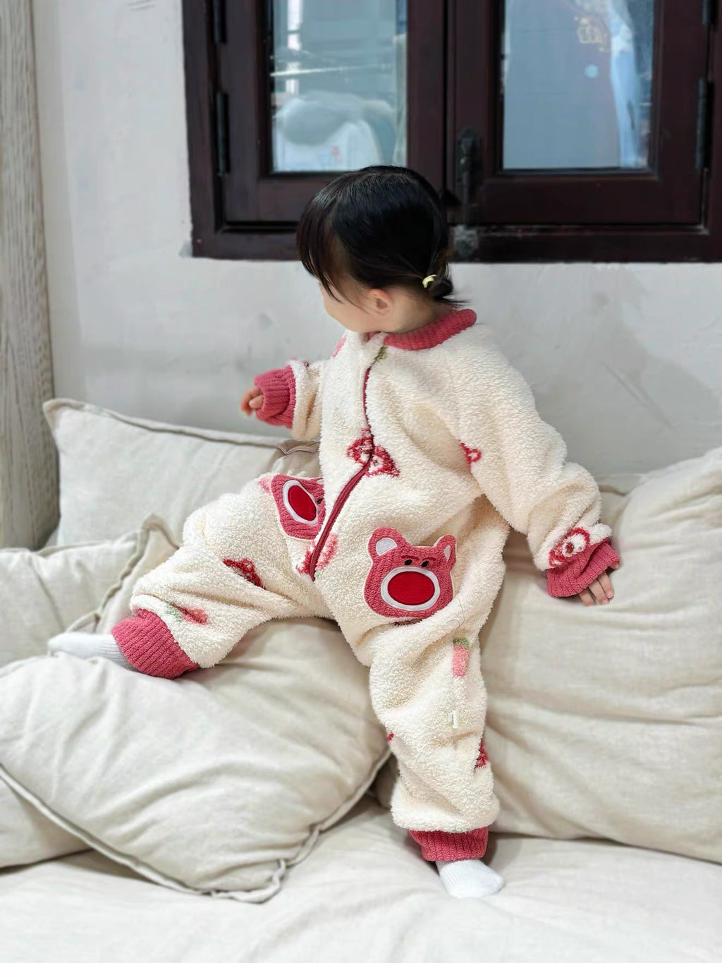 Toddler Fuzzy Bear Fleece Jumpsuit