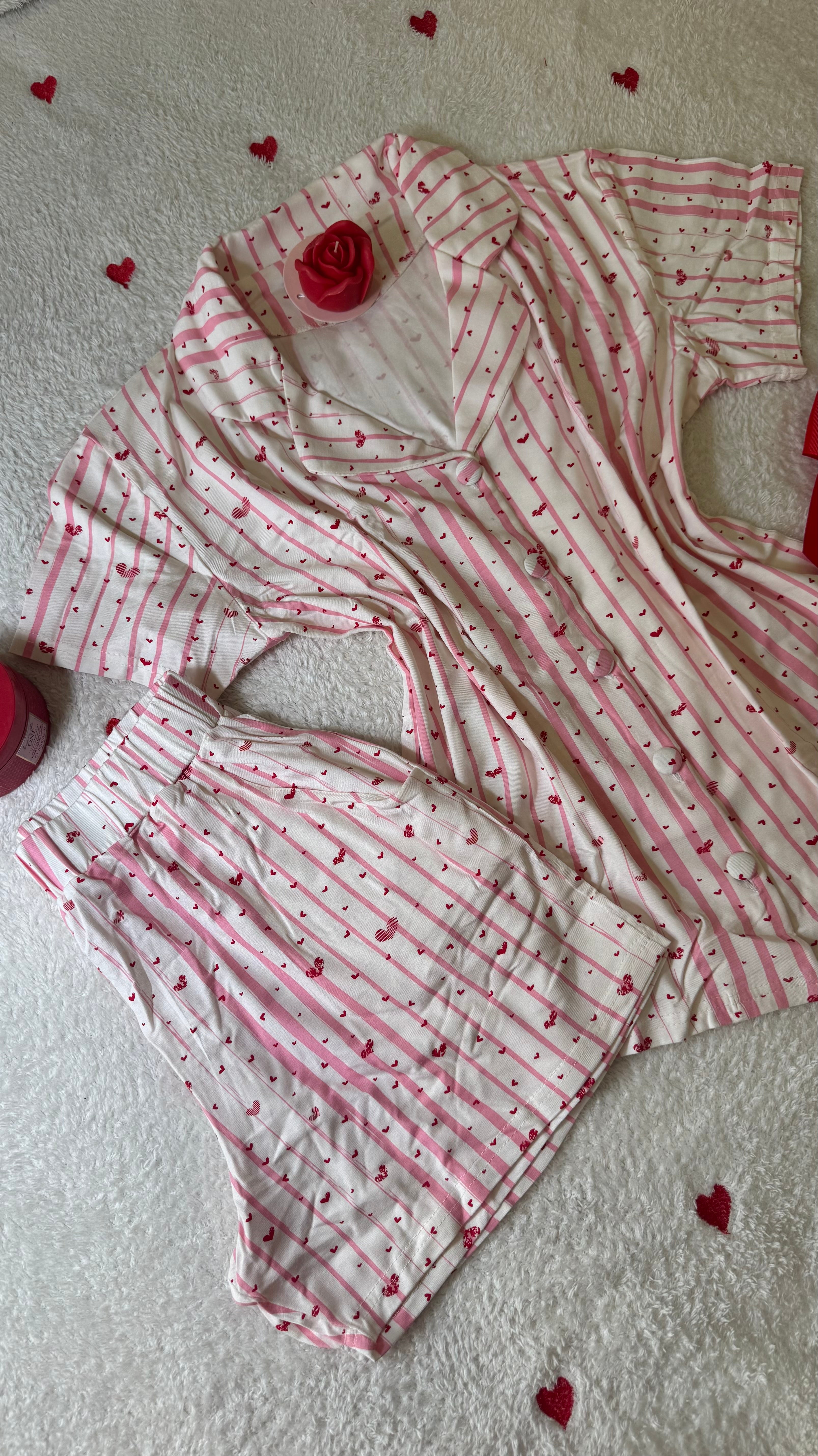 Sweet Love Heart-Print Cotton pajama