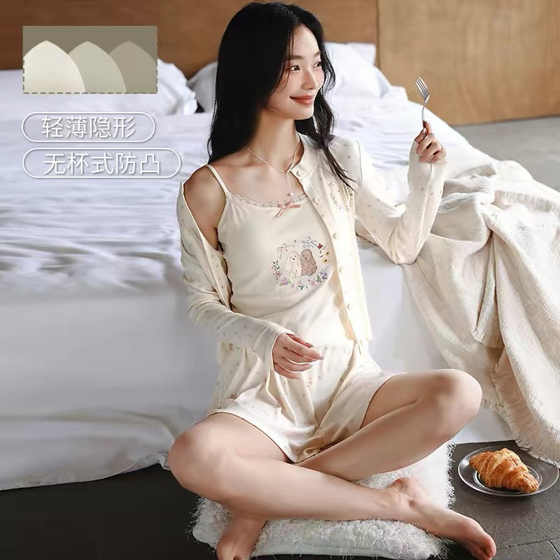 Cute 3-Piece Floral Sleepwear