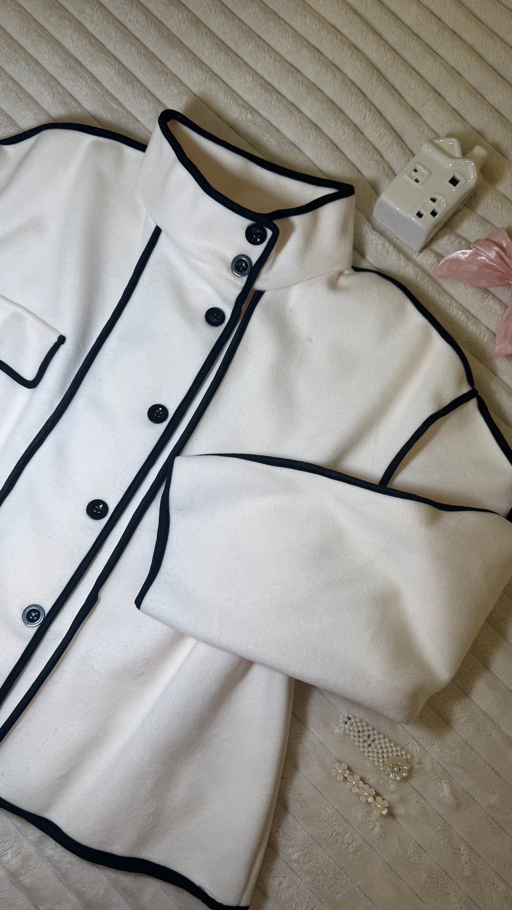 Elegant Cream Fleece Jacket