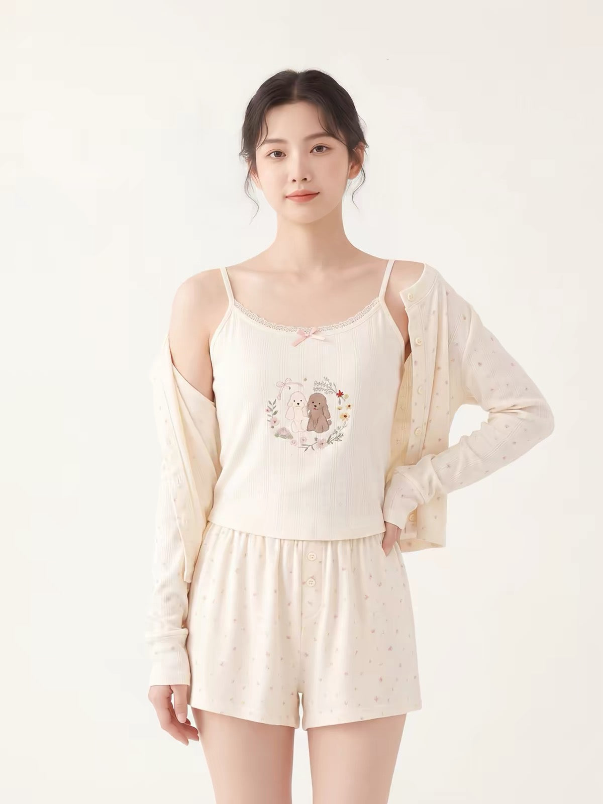 Cute 3-Piece Floral Sleepwear