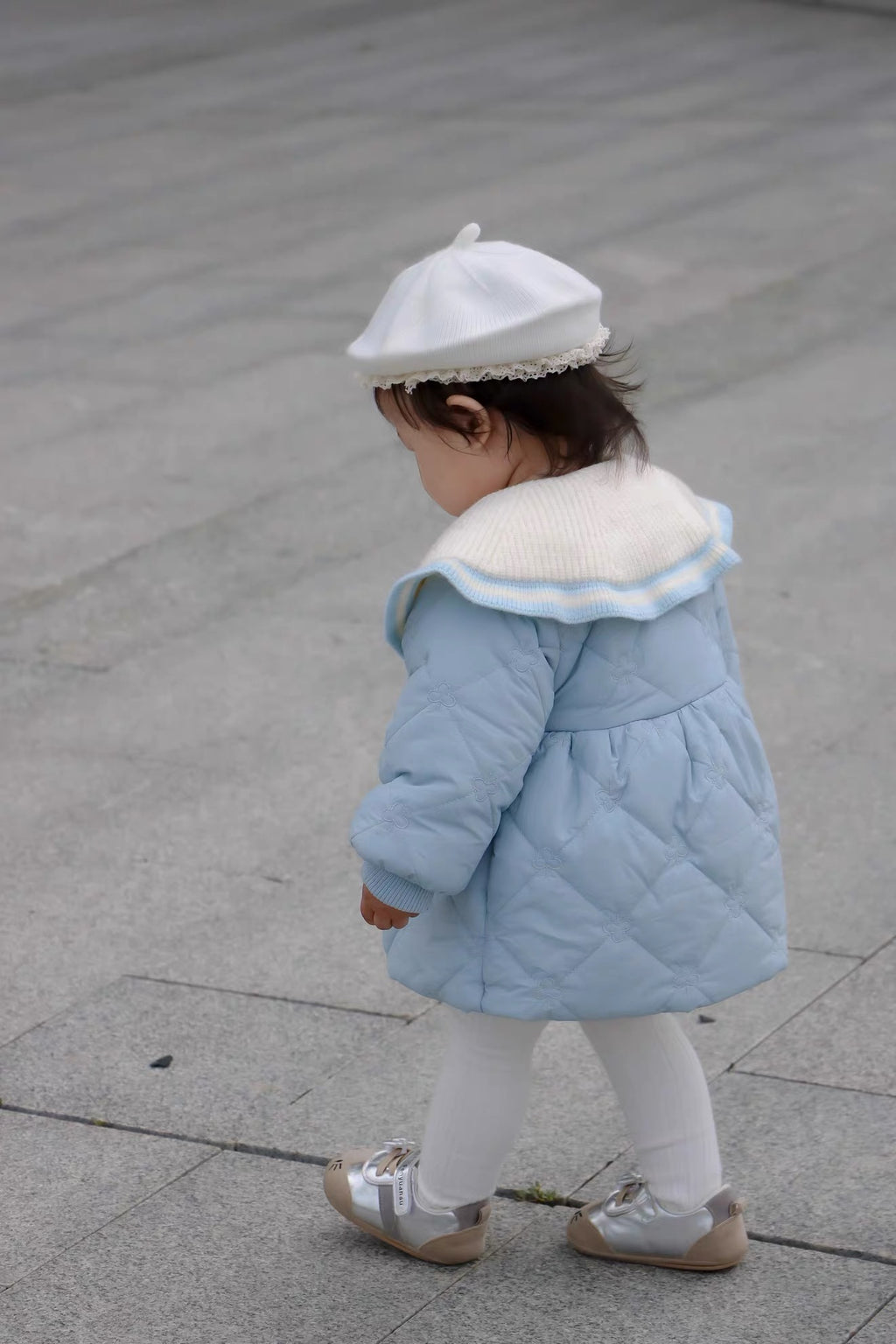 Puffy Jacket with Ribbon Bows and Ribbed Knit Collar 🇰🇷