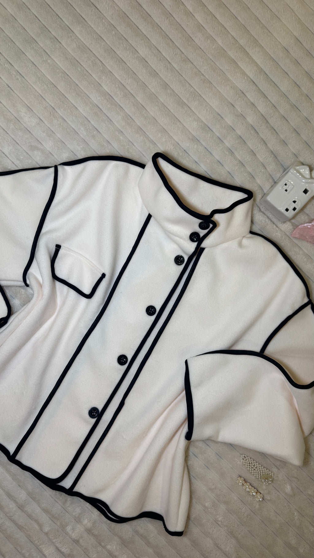 Elegant Cream Fleece Jacket