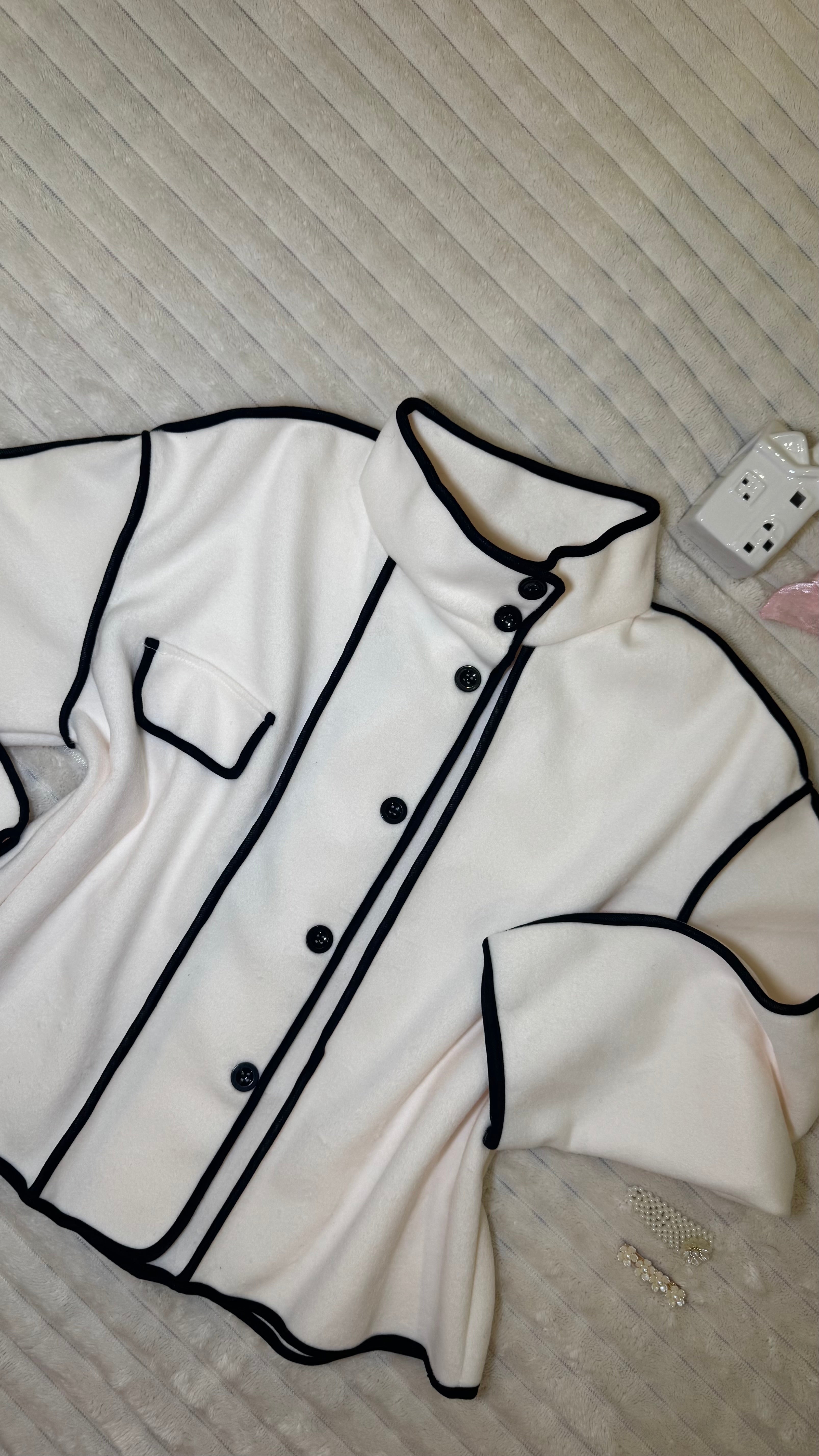 Elegant Cream Fleece Jacket