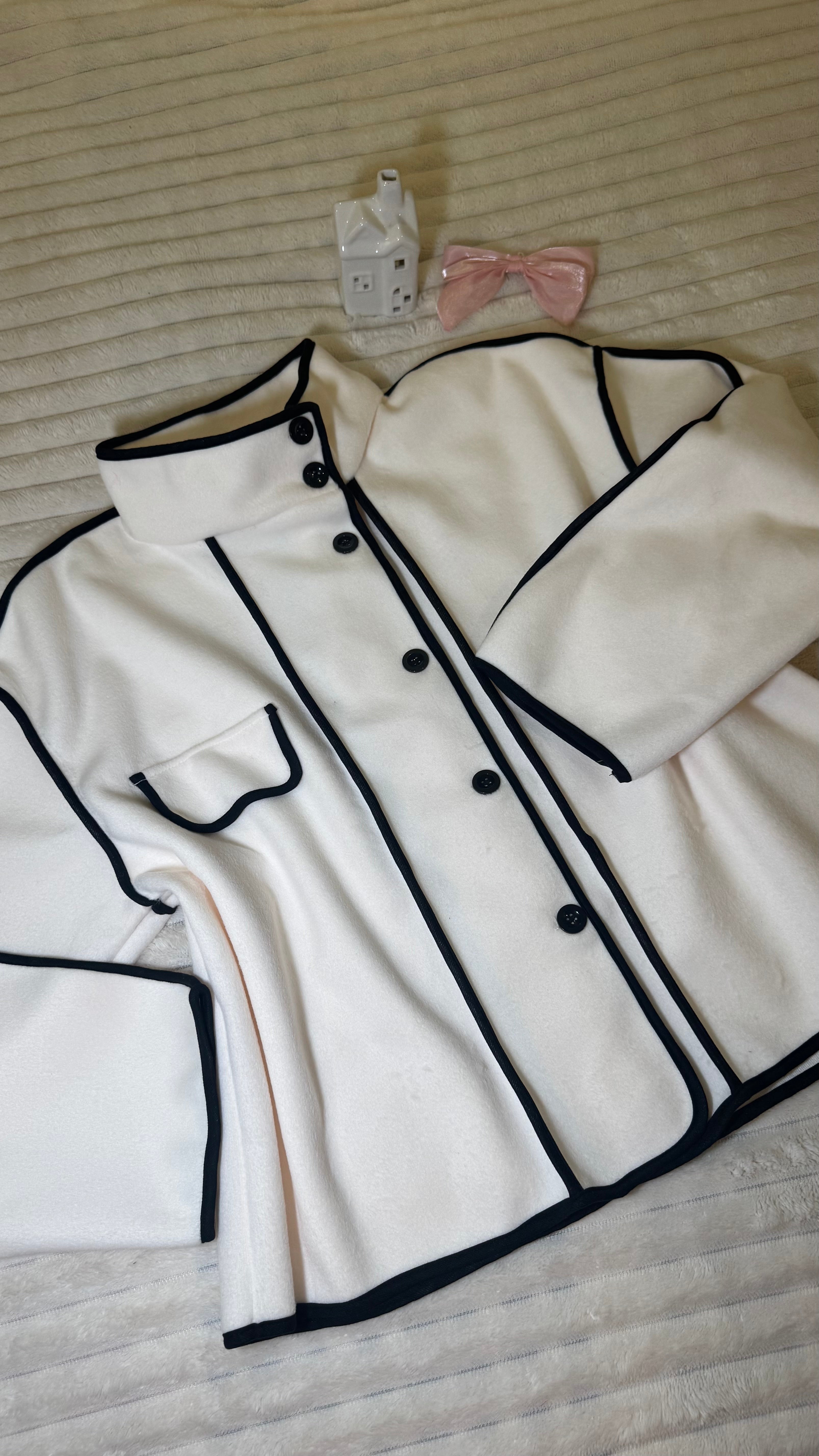 Elegant Cream Fleece Jacket