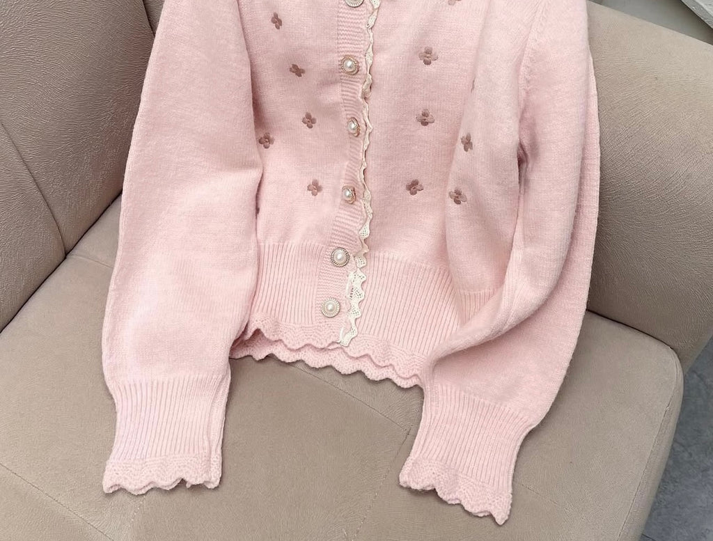 Floral Embroidered Knit Cardigan 🇰🇷