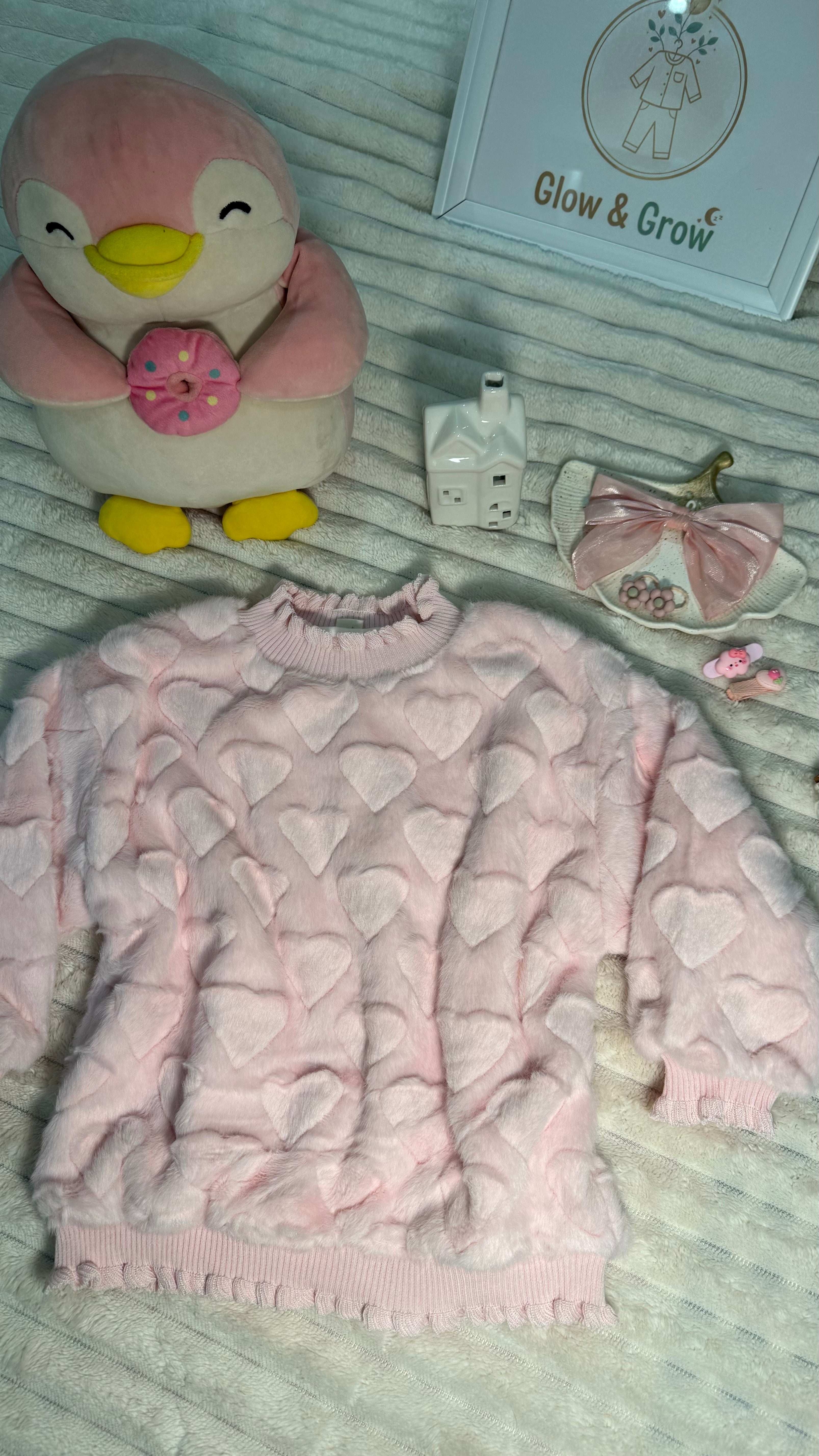 Light Pink Heart-Textured 💓 Sweater
