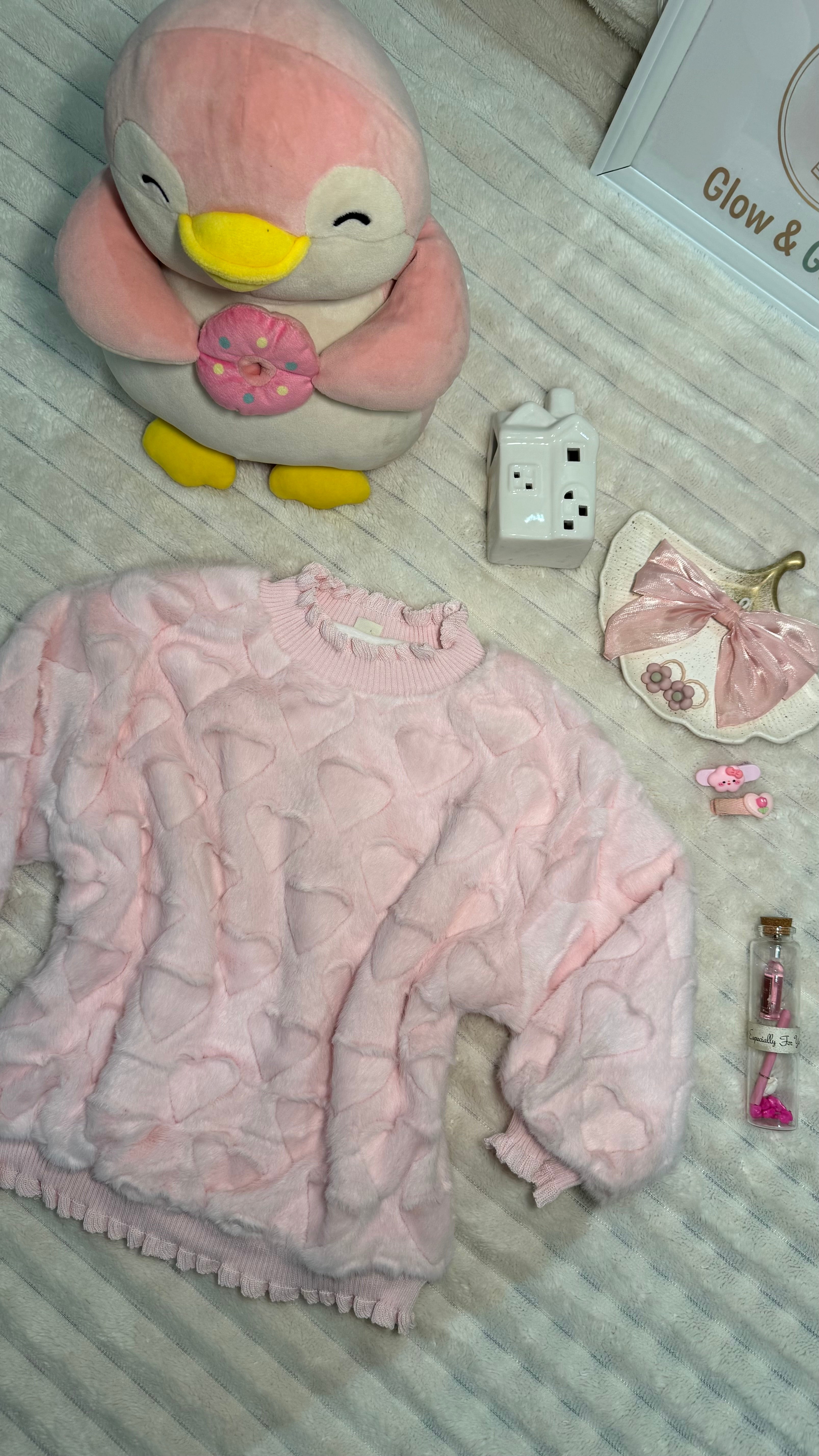 Light Pink Heart-Textured 💓 Sweater