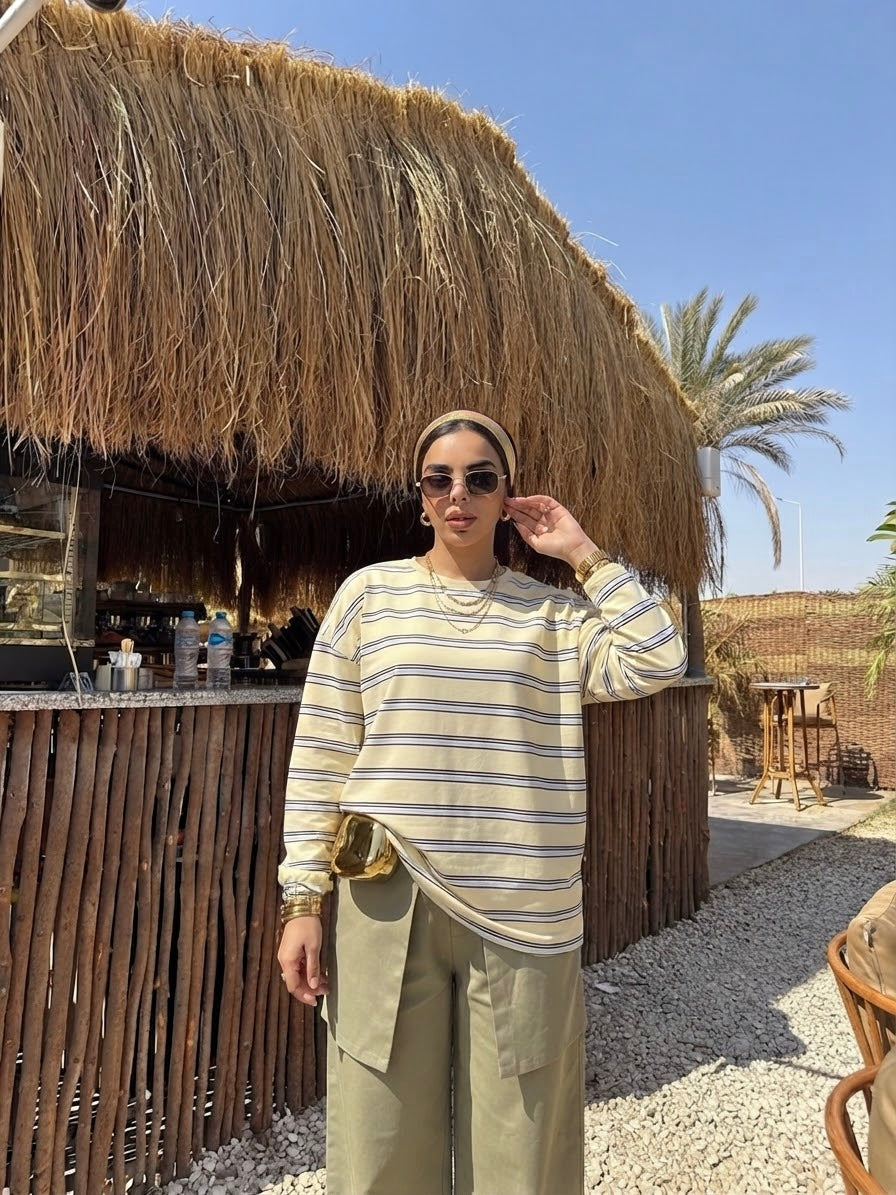 Elegant Striped T-shirt 💛🫰🏻