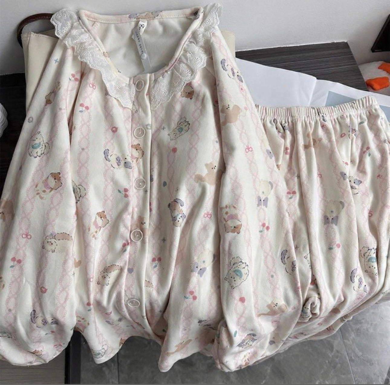 Vintage-Style Ruffle Lace Pajama Set 🇨🇳