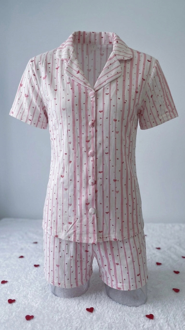 Sweet Love Heart-Print Cotton pajama