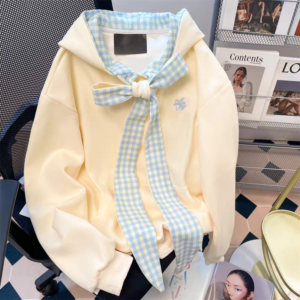 Hoodie with Gingham Bow 🇰🇷