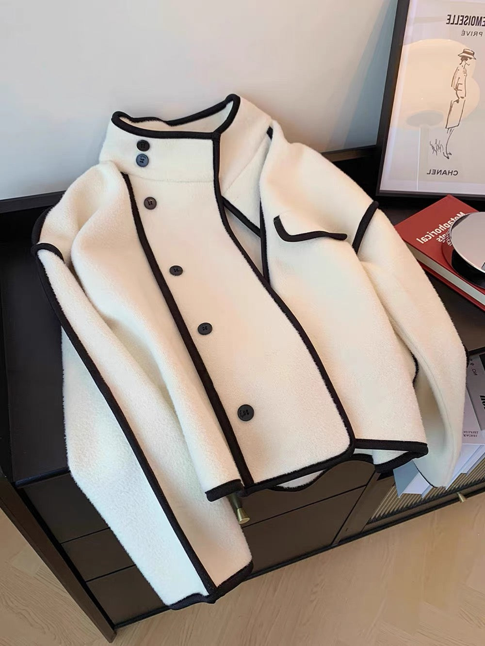 Elegant Cream Fleece Jacket