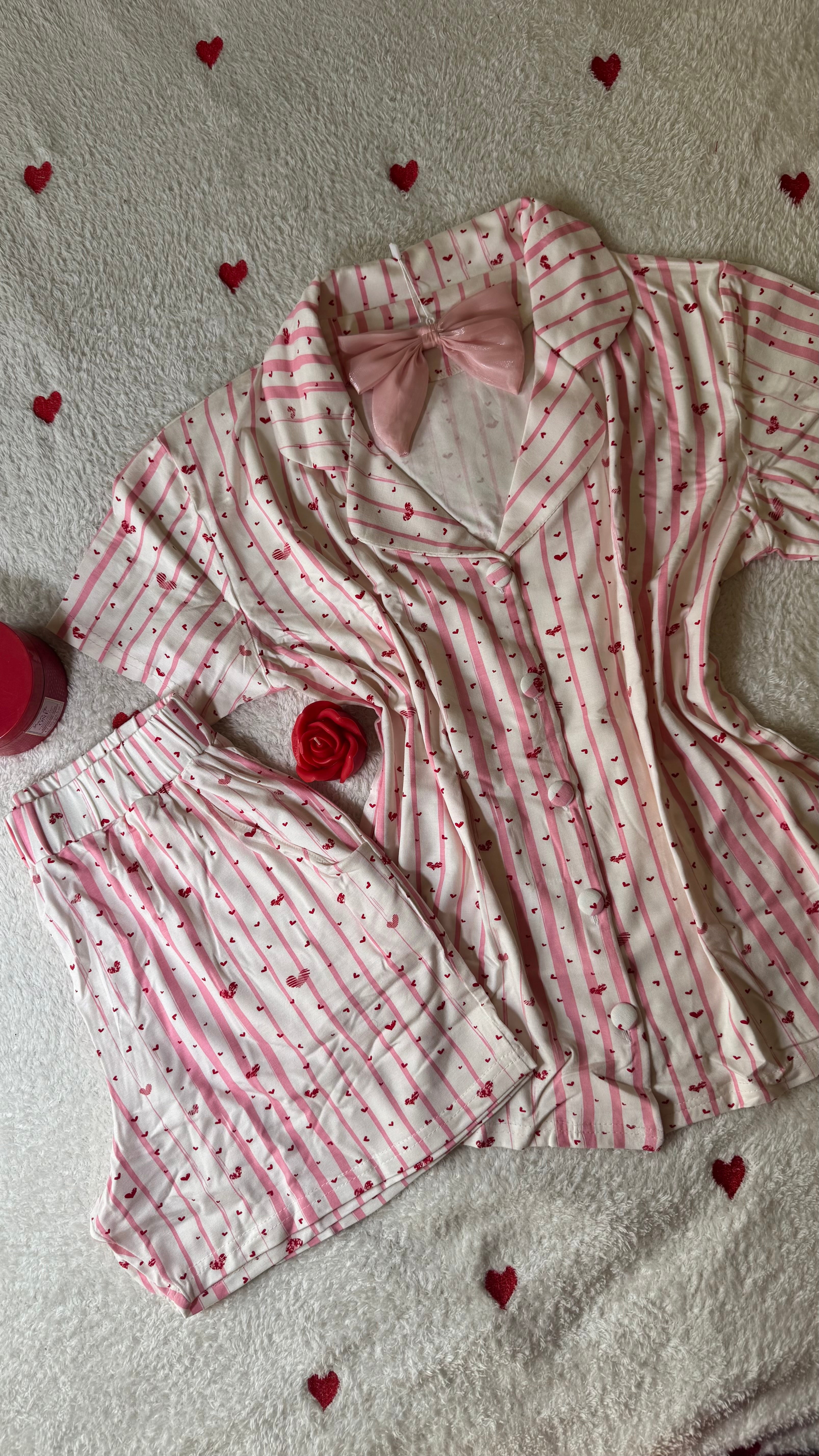 Sweet Love Heart-Print Cotton pajama