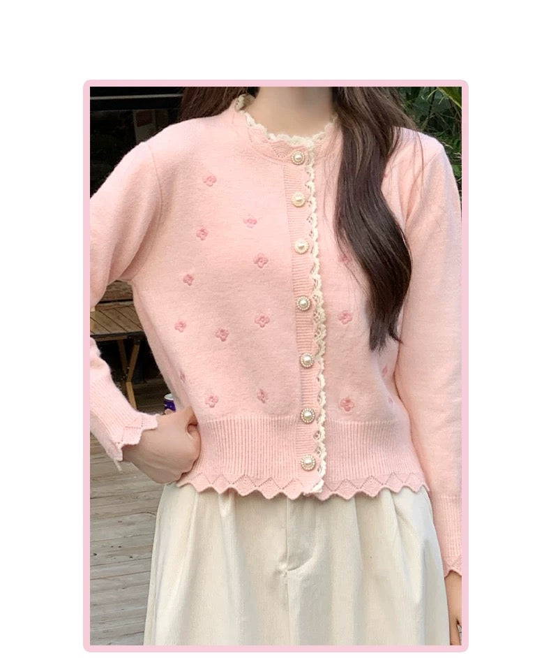 Floral Embroidered Knit Cardigan 🇰🇷