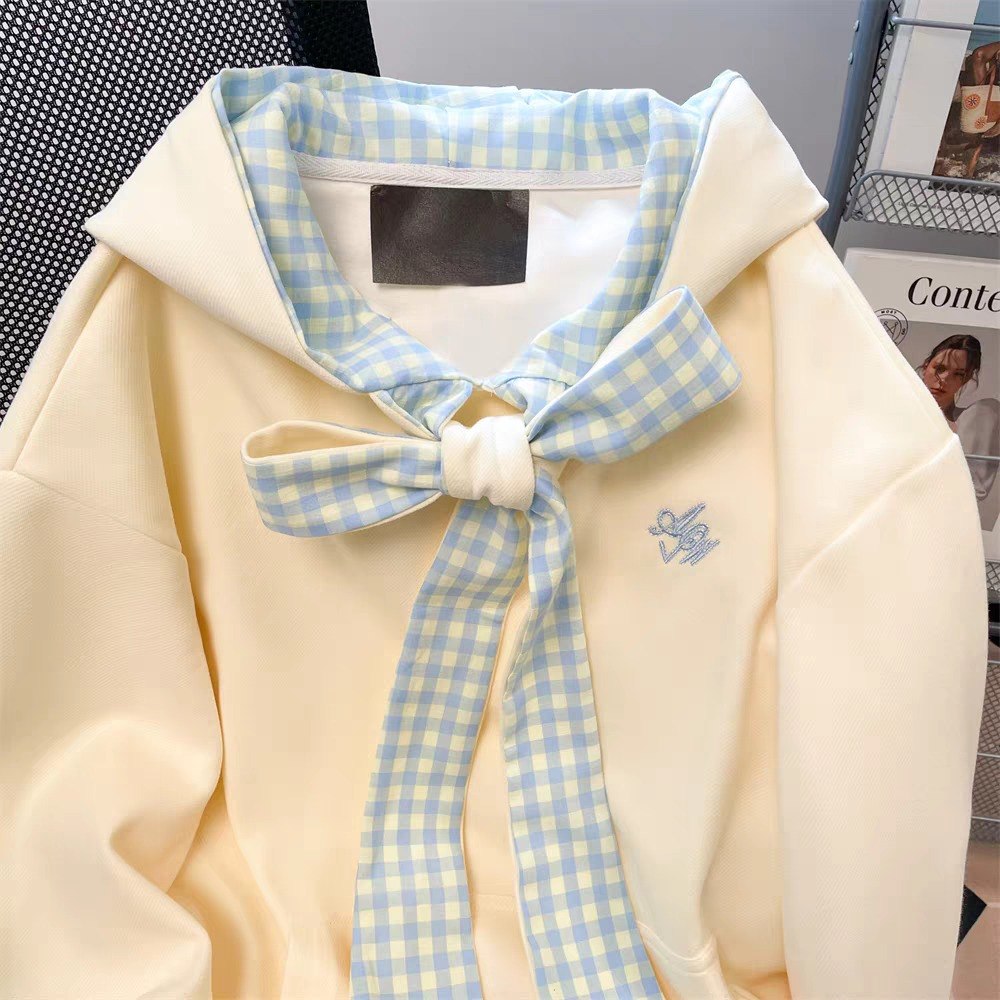 Hoodie with Gingham Bow 🇰🇷