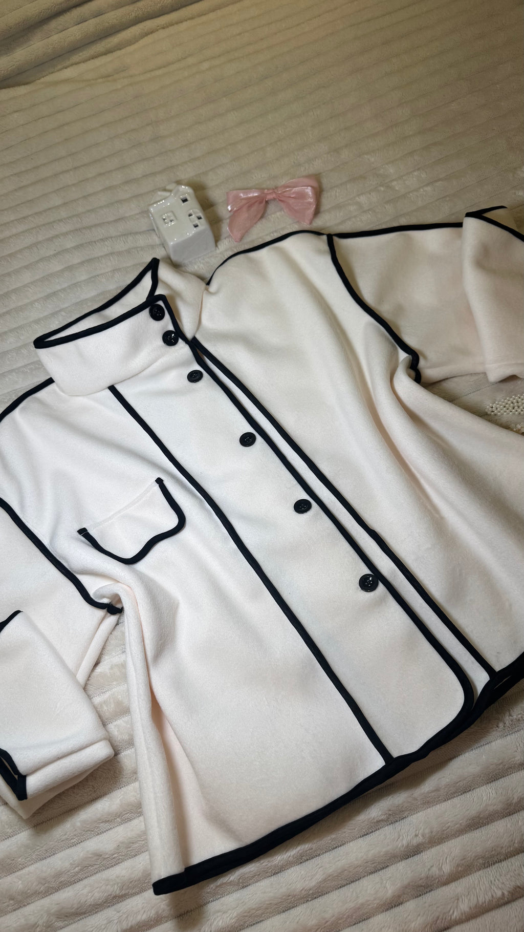 Elegant Cream Fleece Jacket