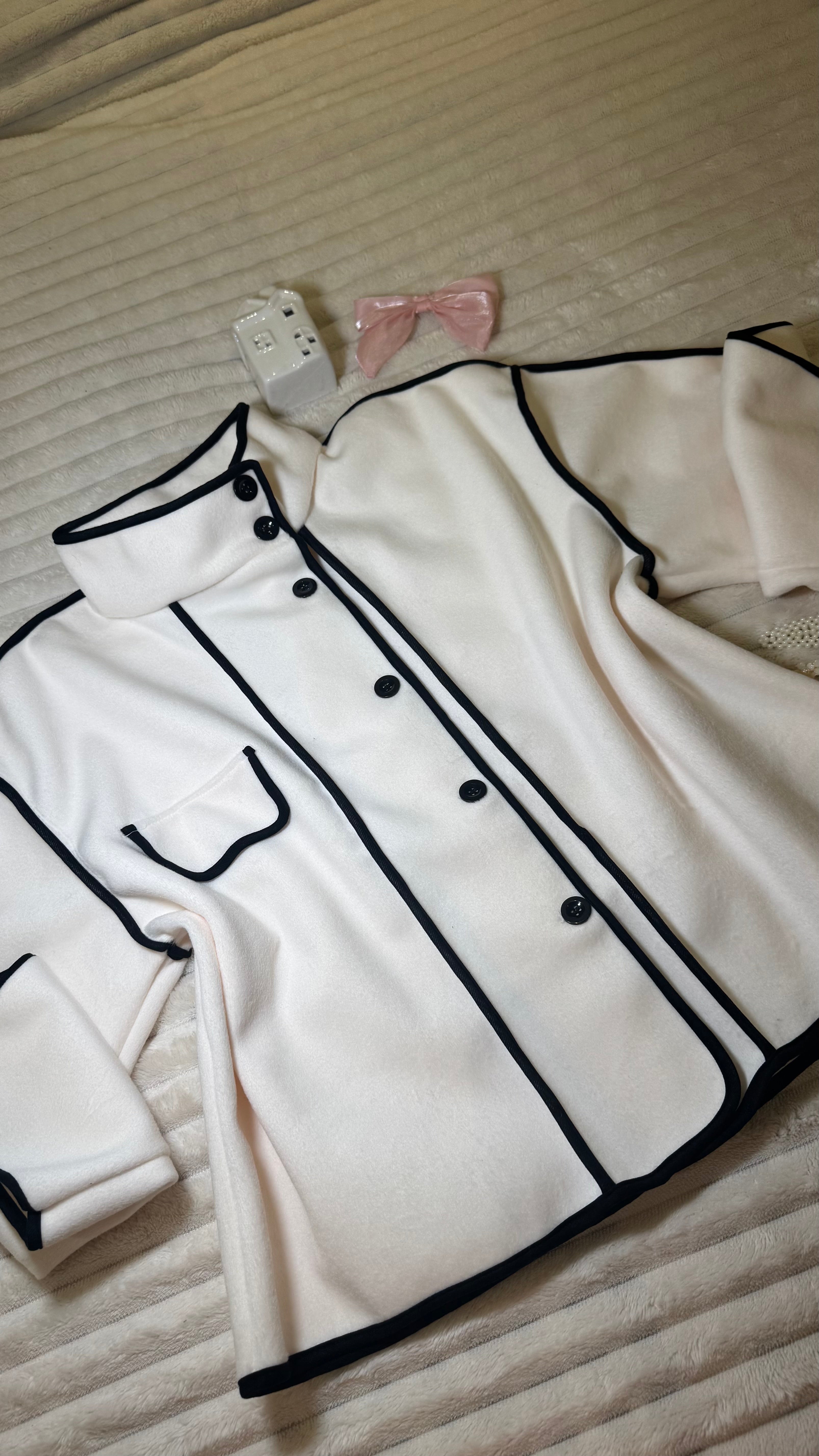 Elegant Cream Fleece Jacket