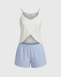 White Crossover & Blue Striped Pyjama