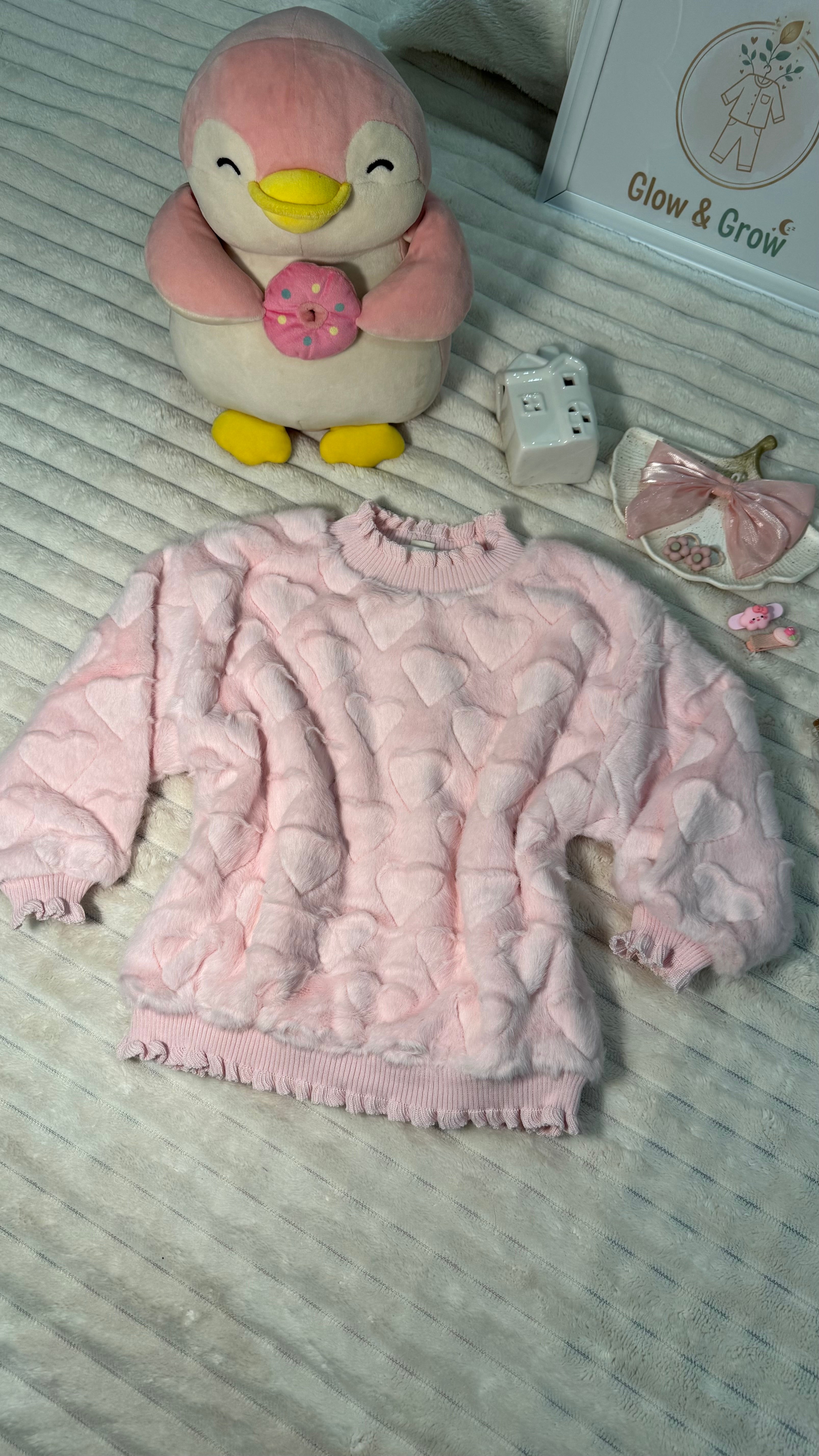 Light Pink Heart-Textured 💓 Sweater