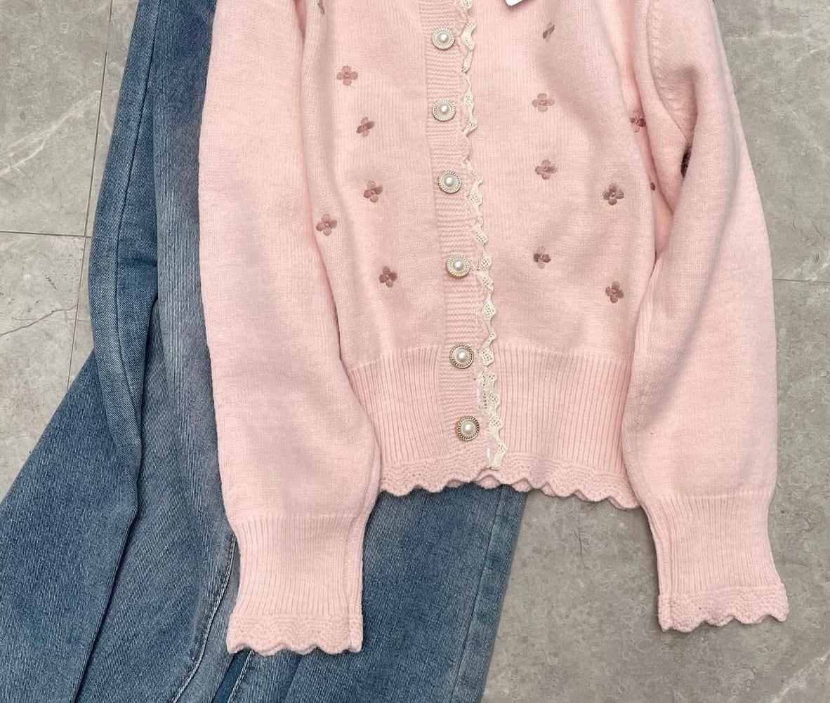Floral Embroidered Knit Cardigan 🇰🇷