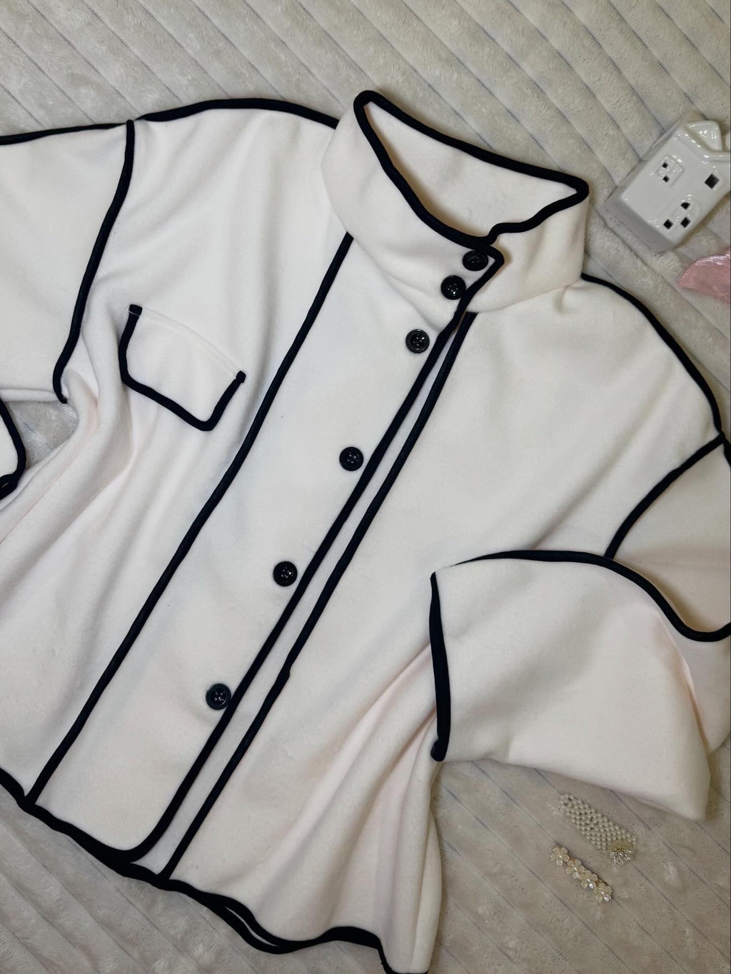 Elegant Cream Fleece Jacket