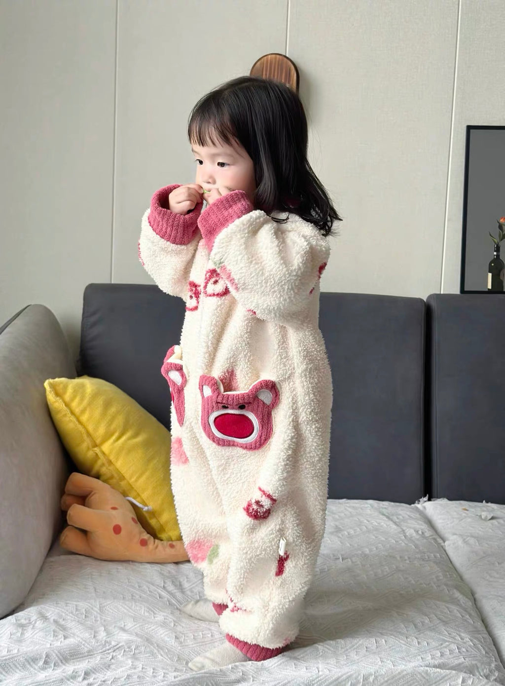 Toddler Fuzzy Bear Fleece Jumpsuit