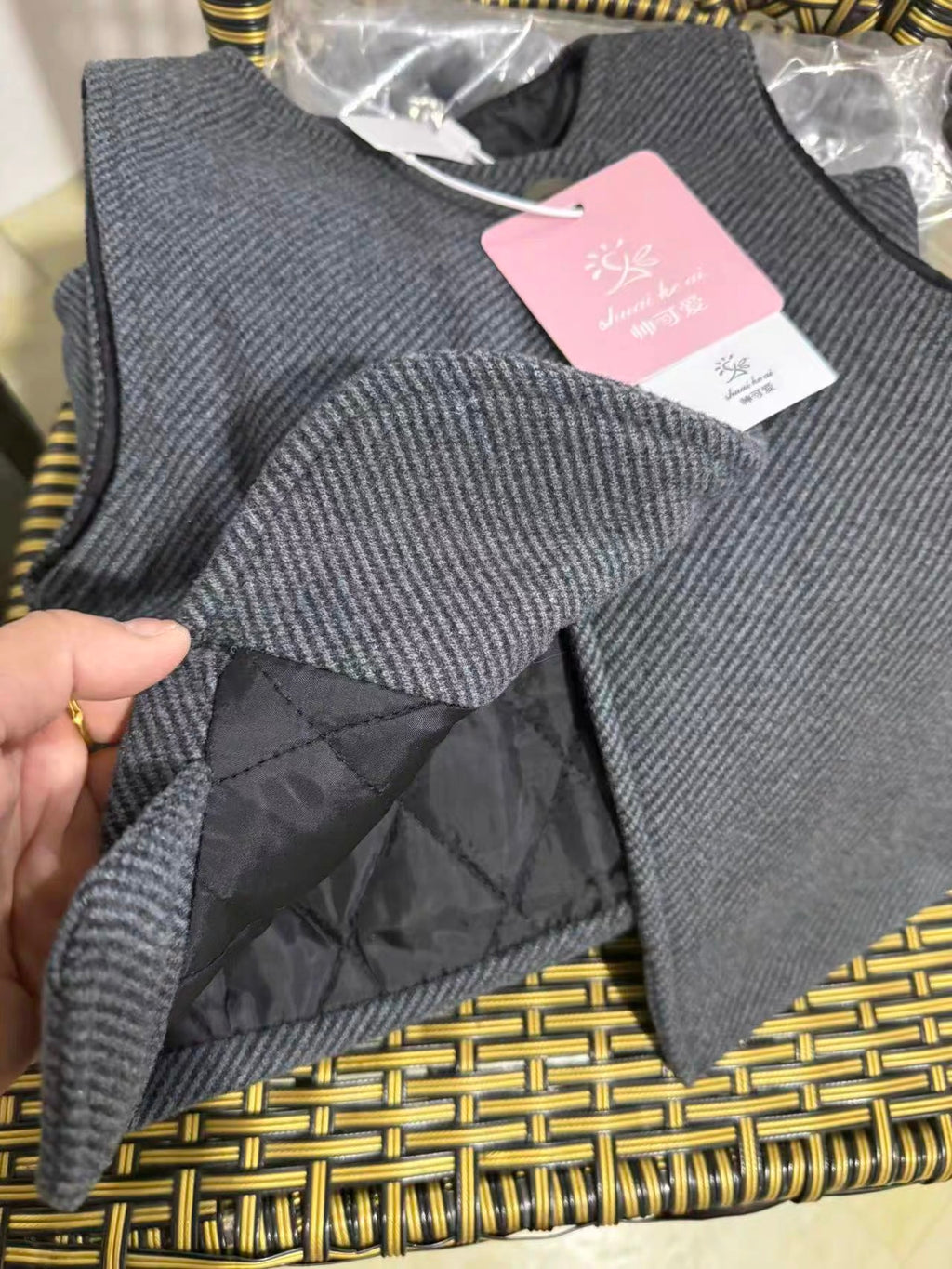 Premium Winter Grey Wool-Style Set: Vest and Wide-Leg Pants