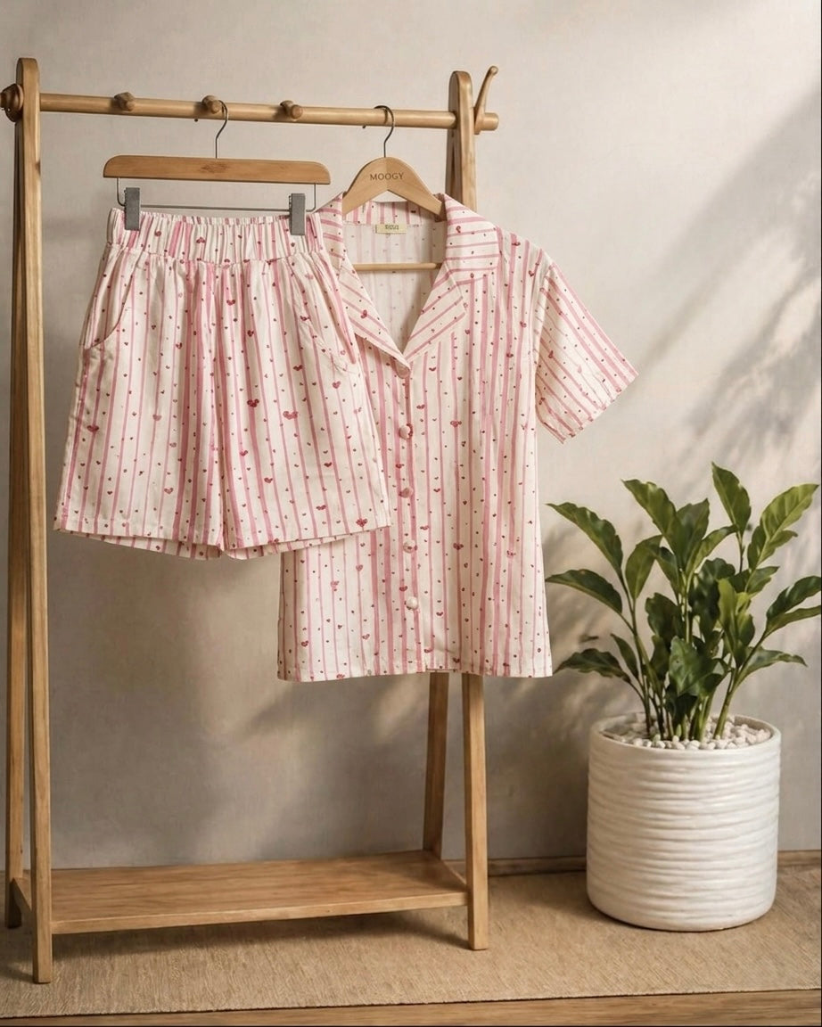 Sweet Love Heart-Print Cotton pajama